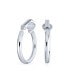 ფოტო #1 პროდუქტის Classic Basic Simple Polished Tube Lightweight Clip On Hoop Earrings For Women Non Pierced Ears .925 Sterling Silver .75 Diameter
