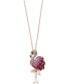 ფოტო #1 პროდუქტის Safari by EFFY® Multi-Gemstone (5/8 ct. t.w.) & Diamond Accent Flamingo Pendant Necklace in 14k Rose Gold
