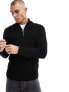 ONLY & SONS ribbed half zip jumper in black