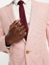 ASOS DESIGN super skinny suit jacket in linen mix in puppytooth check in pink