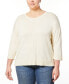 Plus Size Cable-Knit Dropped-Shoulder 3/4-Sleeve Sweater