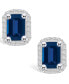 ფოტო #5 პროდუქტის Sapphire (1-3/8 Ct. t.w.) and Diamond (1/5 Ct. t.w.) Halo Stud Earrings