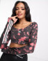 Фото #1 товара adidas Training Hyperglam long sleeved crop top in red