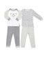 ფოტო #1 პროდუქტის Gertex Dream Infant Girls 4 Piece Mix and Match Pajama Set