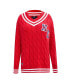 ფოტო #1 პროდუქტის Women's Red New England Patriots Prep V-Neck Pullover Sweater