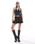 Фото #4 товара Reclaimed Vintage limited edition festival cord halter top co-ord in charcoal