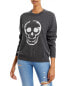 AQUA Cashmere Skull Intarsia Cashmere Sweater Dark Grey Size XS