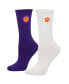 ფოტო #1 პროდუქტის Women's Purple, White Clemson Tigers 2-Pack Quarter-Length Socks