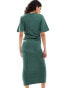 ASOS DESIGN short sleeve gathered waist with side split maxi dress in green