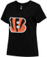 Women's Plus Size Joe Burrow Black Cincinnati Bengals Fair Catch Name Number V-Neck T-shirt