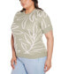 ფოტო #2 პროდუქტის Plus Size Jacquard Short Sleeve Sweater