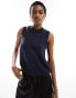 Фото #1 товара COLLUSION ribbed turtle neck knitted tank in navy