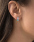 Lab-Created Blue Opal Inlay Brick Small Hoop Earrings in Sterling Silver, 0.6"