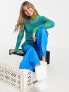 COLLUSION 00s open knit stripe jumper in blue and green