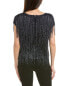 Emily Shalant Short Sleeve Beaded Fringe Top Women's