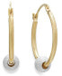 Фото #1 товара Серьги Macy's Beaded Hoop in Gold/Silver