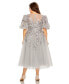 Women's Plus Size Puff Sleeve Glitter Embellished Dress