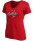 Women's Tom Wilson Red Washington Capitals Authentic Stack Name and Number V-Neck T-shirt