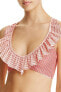 Фото #1 товара Tularosa 262292 Women's Maisie Ruffle Printed Swim Top Red Size X-Small