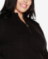 Black Label Plus Size Ribbed Mock Neck Half-Zip Sweater