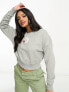 Converse – Kurz geschnittenes Sweatshirt in Grau mit Blumenstickerei