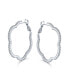 ფოტო #2 პროდუქტის Flower Shaped Pave CZ Cubic Zirconia Large Clover Hoop Earrings Hoop Earrings For Women Rhodium Plated Brass 1.5 Inch Diameter