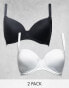 Фото #2 товара ASOS DESIGN 2 pack microfibre moulded t-shirt bra in black & white