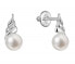 Charming gold earrings with river pearls and diamonds 81PB00059