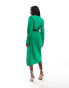 Фото #2 товара AX Paris wrap clasp detail midi dress in bright green