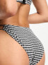 ASOS DESIGN mix and match seersucker tie detail high leg hipster bikini bottom in mono gingham