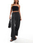 Фото #2 товара Pull&Bear textured wide leg drawstring trouser in charcoal grey