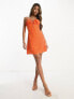 Фото #4 товара Collective the Label exclusive ruched bust mini dress in orange heart print
