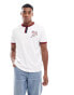 Фото #4 товара Polo Ralph Lauren retro sports logo slub ringer t-shirt classic oversized fit in white/burgundy