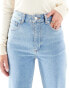 ASOS DESIGN mid rise relaxed straight grazer jean in mid blue