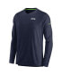 ფოტო #3 პროდუქტის Men's College Navy Seattle Seahawks 2022 Sideline Coach Chevron Lock Up Performance Long Sleeve T-shirt