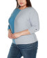 ფოტო #3 პროდუქტის Plus Size Colorblock 3/4-Sleeve Dolman Sweater