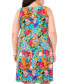 Plus Size Printed Three-Ring Sleeveless Shift Dress Черный, 1X - фото #4