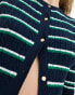 Фото #6 товара ASOS DESIGN knitted cardigan in navy stripe co-ord