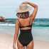 Women's Cutout Scallop Trim One Piece Swimsuit -Cupshe-Black-X-Small