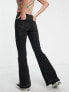 Stradivarius Tall low rise flare jean in black