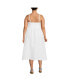 Фото #2 товара Plus Size Linen Sleeveless Square High Neck Midi Dress