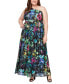 Фото #1 товара Plus Size Floral-Print One-Shoulder Gown