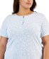 Plus Size Cotton Ditsy Floral Henley Sleepshirt, Created for Macy's