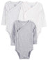 Фото #2 товара Baby 3-Pack Long-Sleeve Side-Snap Bodysuits 6M