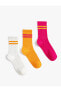 Kolej Çorap Seti 3'lü Şerit Desenli Çok Renkli