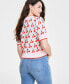 Фото #4 товара Women's Cherry Jacquard Elbow-Sleeve Sweater, Created for Macy's