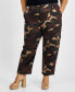 Фото #2 товара Trendy Plus Size Satin Camo-Print Cargo Pants, Created for Macy's