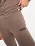 Hummel high waist leggings with deep waistband in taupe