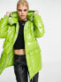 Фото #2 товара Neon & Nylon hooded vinyl padded coat in lime
