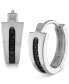 ფოტო #1 პროდუქტის Men's Icon Black Diamond (1/6 ct. t.w.) Hoop Earrings in Sterling Silver